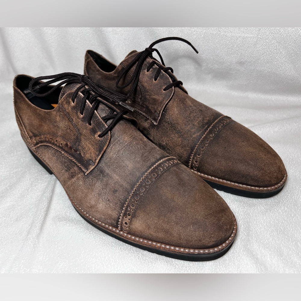 Martin Dingman Men’s Dress Shoes  11.5 Brown Oxford Cap Toe Quality Unique Nice